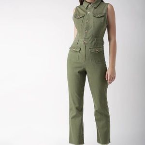 FOREVER 21 Olive Green Denim Jumpsuit